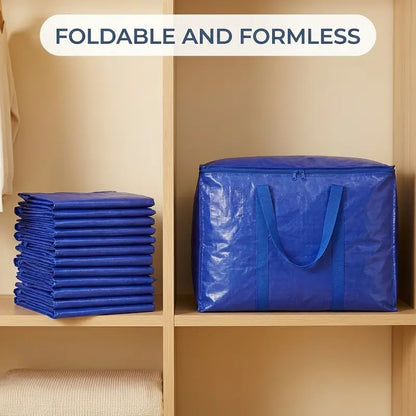 Extra-Large Foldable Moving Bags with Full-Zip Top, Reinforced Handles & Label Pockets