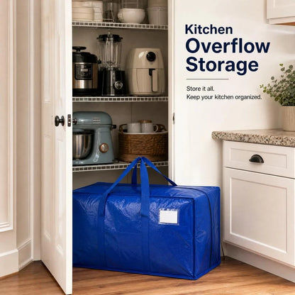 Extra-Large Foldable Moving Bags with Full-Zip Top, Reinforced Handles & Label Pockets