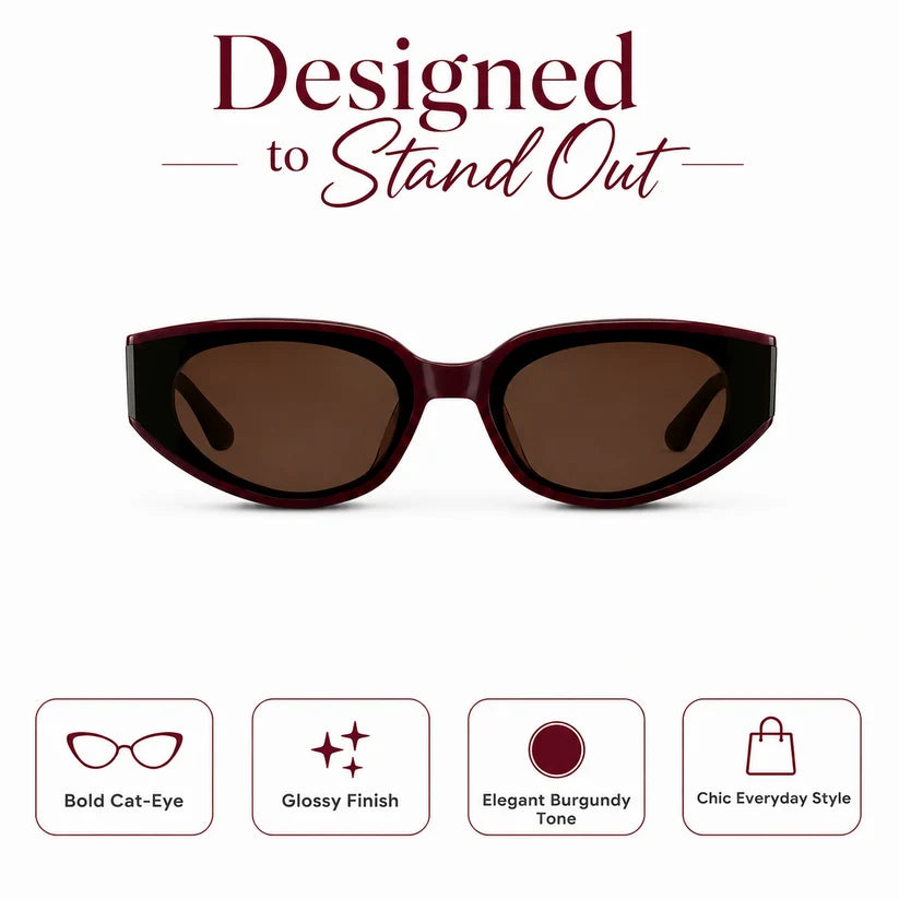 Modern Flat-Lens Cat-Eye Sunglasses Eyewear Shades