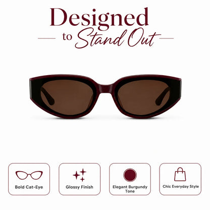 Modern Flat-Lens Cat-Eye Sunglasses Eyewear Shades