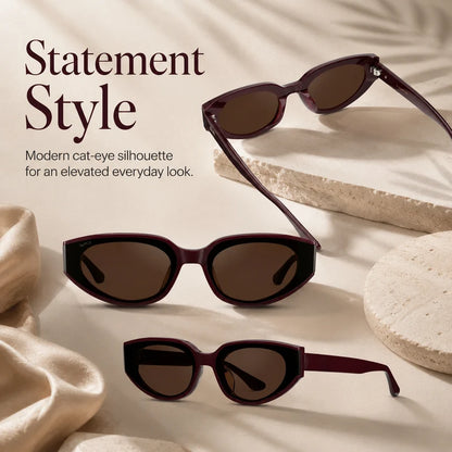 Modern Flat-Lens Cat-Eye Sunglasses Eyewear Shades