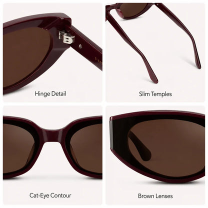 Modern Flat-Lens Cat-Eye Sunglasses Eyewear Shades